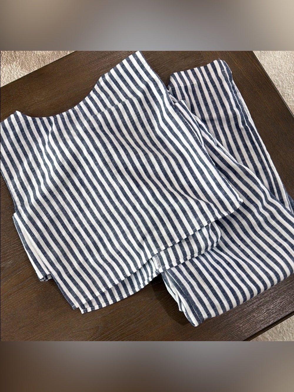 A New Day Navy and White Striped Top and pants set
